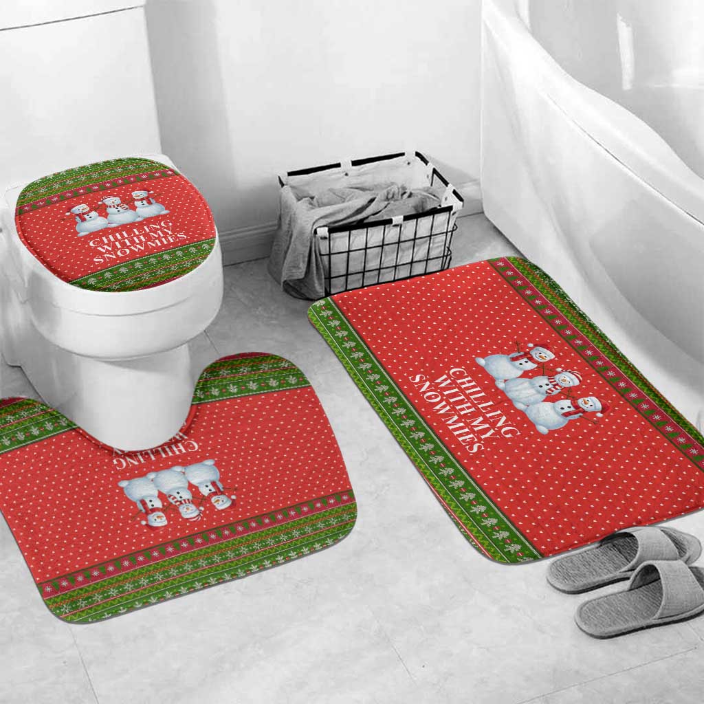 Chilling With My Snowmies Christmas Bathroom Set Xmas Holiday Patterns - Wonder Print Shop