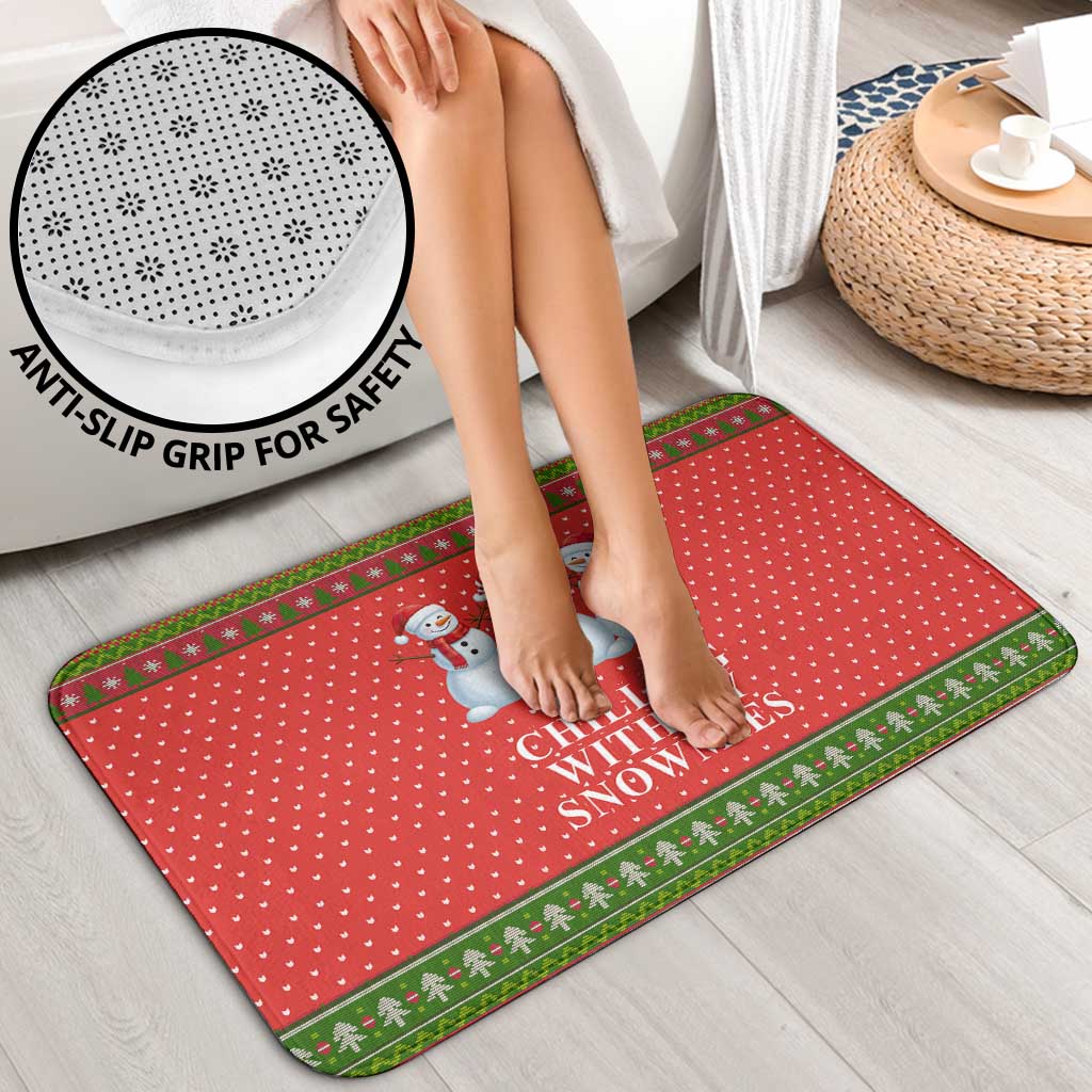 Chilling With My Snowmies Christmas Bathroom Set Xmas Holiday Patterns - Wonder Print Shop