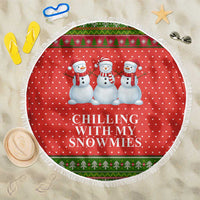 Chilling With My Snowmies Christmas Beach Blanket Xmas Holiday Patterns - Wonder Print Shop