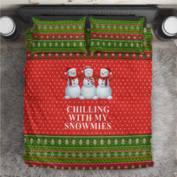 Chilling With My Snowmies Christmas Bedding Set Xmas Holiday Patterns - Wonder Print Shop