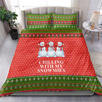 Chilling With My Snowmies Christmas Bedding Set Xmas Holiday Patterns - Wonder Print Shop
