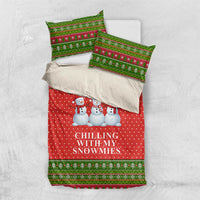 Chilling With My Snowmies Christmas Bedding Set Xmas Holiday Patterns - Wonder Print Shop