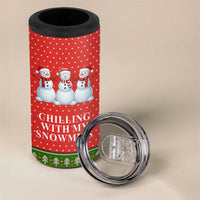 Chilling With My Snowmies Christmas 4 in 1 Can Cooler Tumbler Xmas Holiday Patterns - Wonder Print Shop