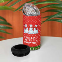 Chilling With My Snowmies Christmas 4 in 1 Can Cooler Tumbler Xmas Holiday Patterns - Wonder Print Shop