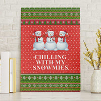Chilling With My Snowmies Christmas Canvas Wall Art Xmas Holiday Patterns - Wonder Print Shop