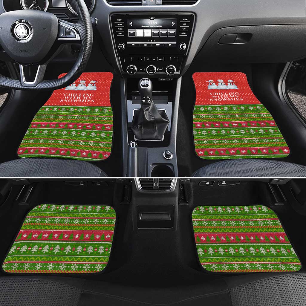 Chilling With My Snowmies Christmas Car Mats Xmas Holiday Patterns - Wonder Print Shop
