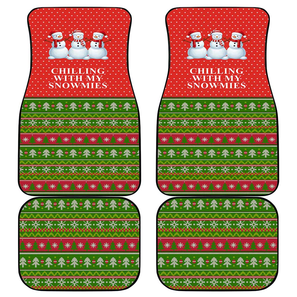 Chilling With My Snowmies Christmas Car Mats Xmas Holiday Patterns - Wonder Print Shop