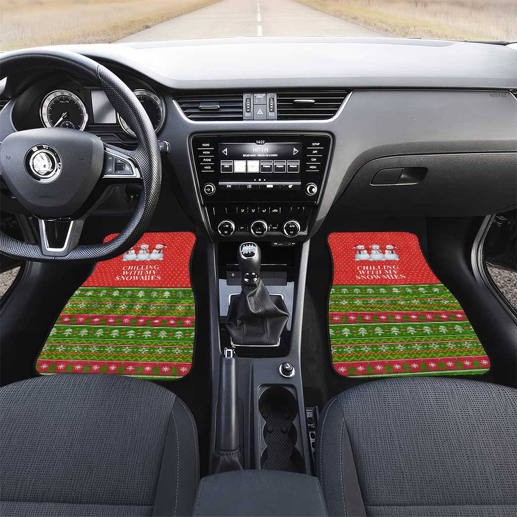 Chilling With My Snowmies Christmas Car Mats Xmas Holiday Patterns - Wonder Print Shop