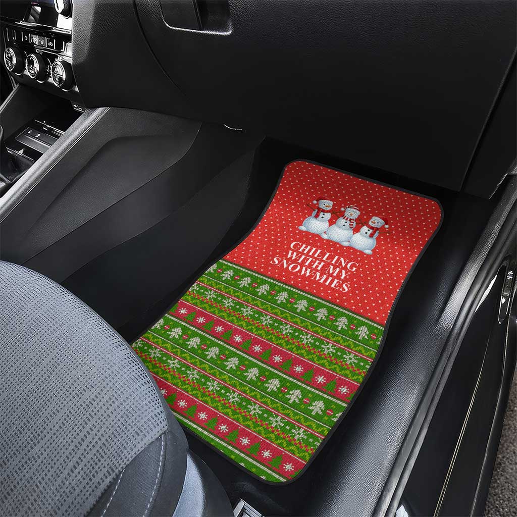 Chilling With My Snowmies Christmas Car Mats Xmas Holiday Patterns - Wonder Print Shop
