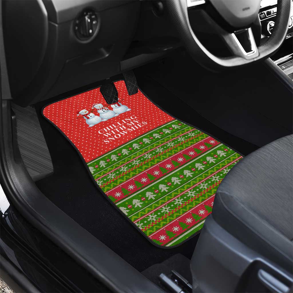 Chilling With My Snowmies Christmas Car Mats Xmas Holiday Patterns - Wonder Print Shop