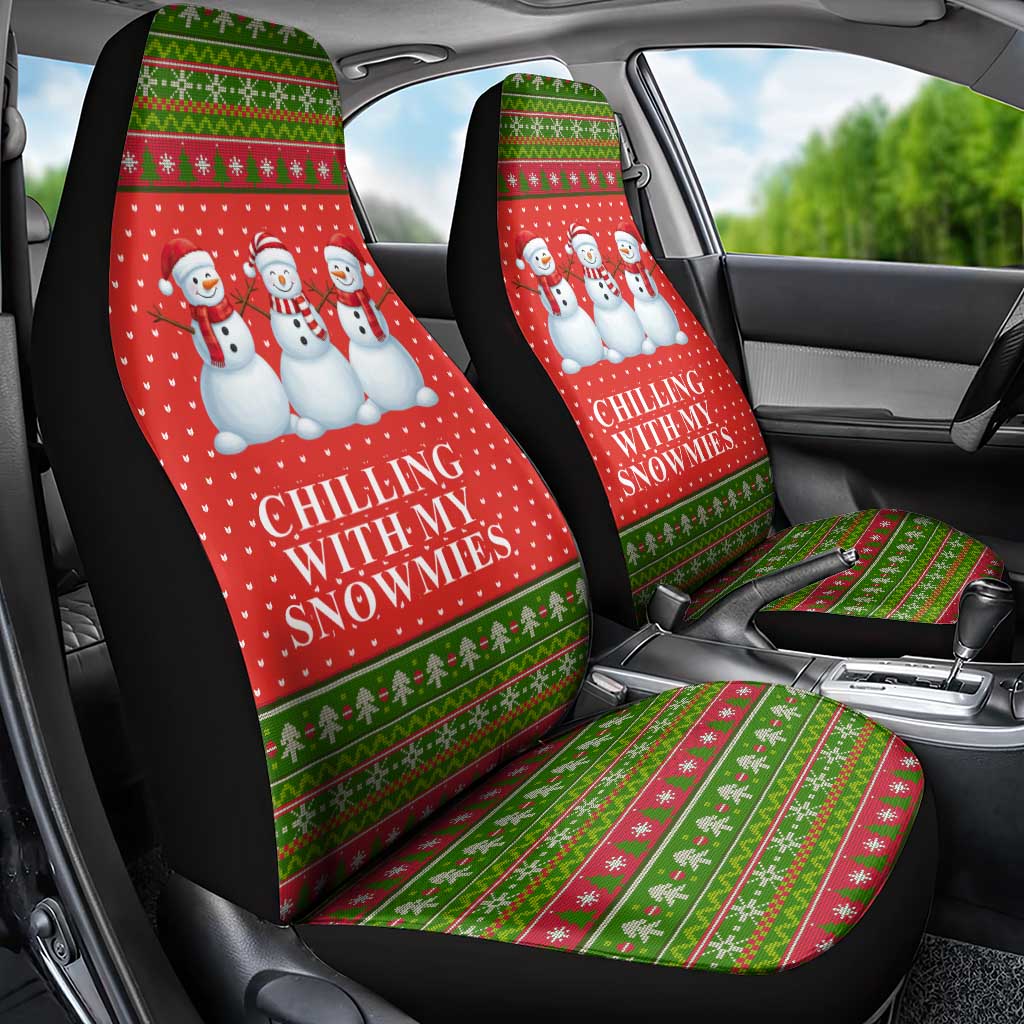 Chilling With My Snowmies Christmas Car Seat Cover Xmas Holiday Patterns - Wonder Print Shop