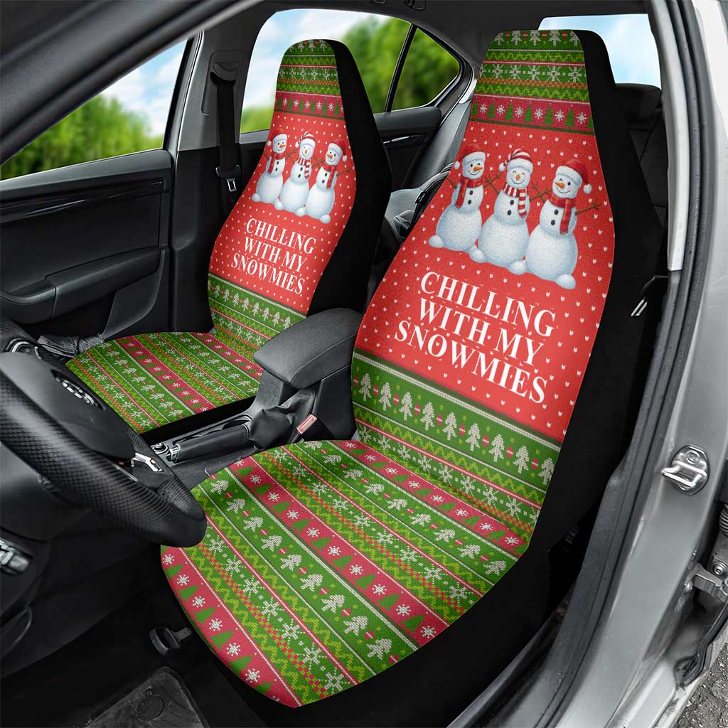 Chilling With My Snowmies Christmas Car Seat Cover Xmas Holiday Patterns - Wonder Print Shop