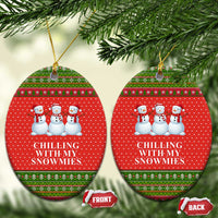 Chilling With My Snowmies Christmas Ceramic Ornament Xmas Holiday Patterns - Wonder Print Shop