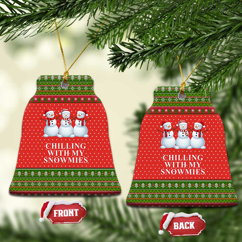 Chilling With My Snowmies Christmas Ceramic Ornament Xmas Holiday Patterns - Wonder Print Shop