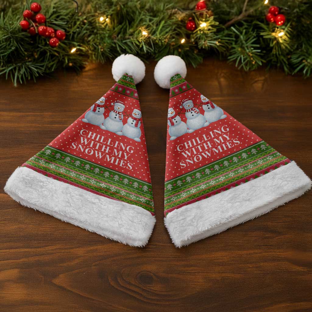 Chilling With My Snowmies Christmas Santa Hat Xmas Holiday Patterns - Wonder Print Shop