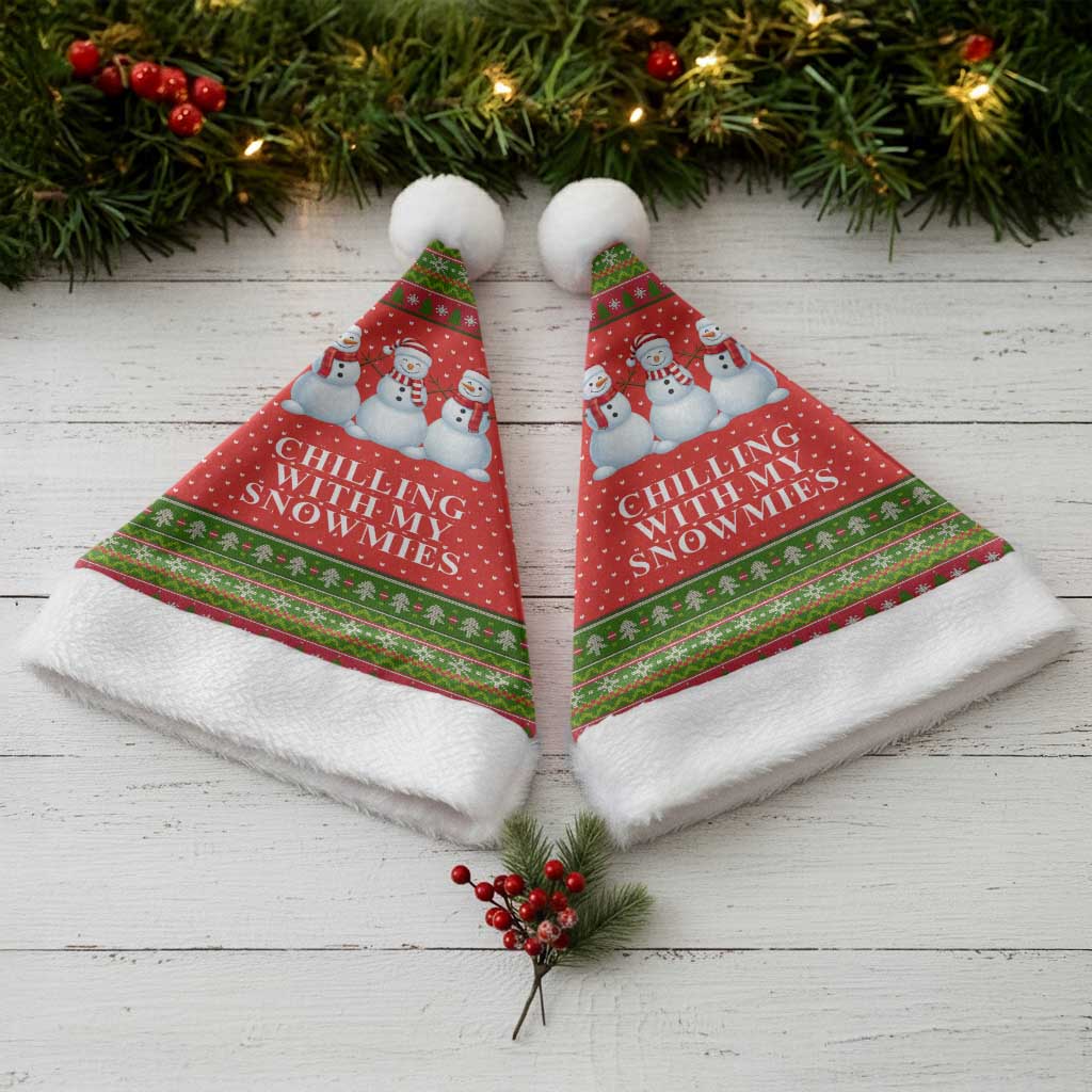 Chilling With My Snowmies Christmas Santa Hat Xmas Holiday Patterns - Wonder Print Shop