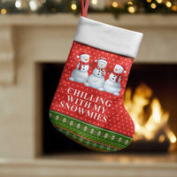 Chilling With My Snowmies Christmas Stocking Xmas Holiday Patterns - Wonder Print Shop