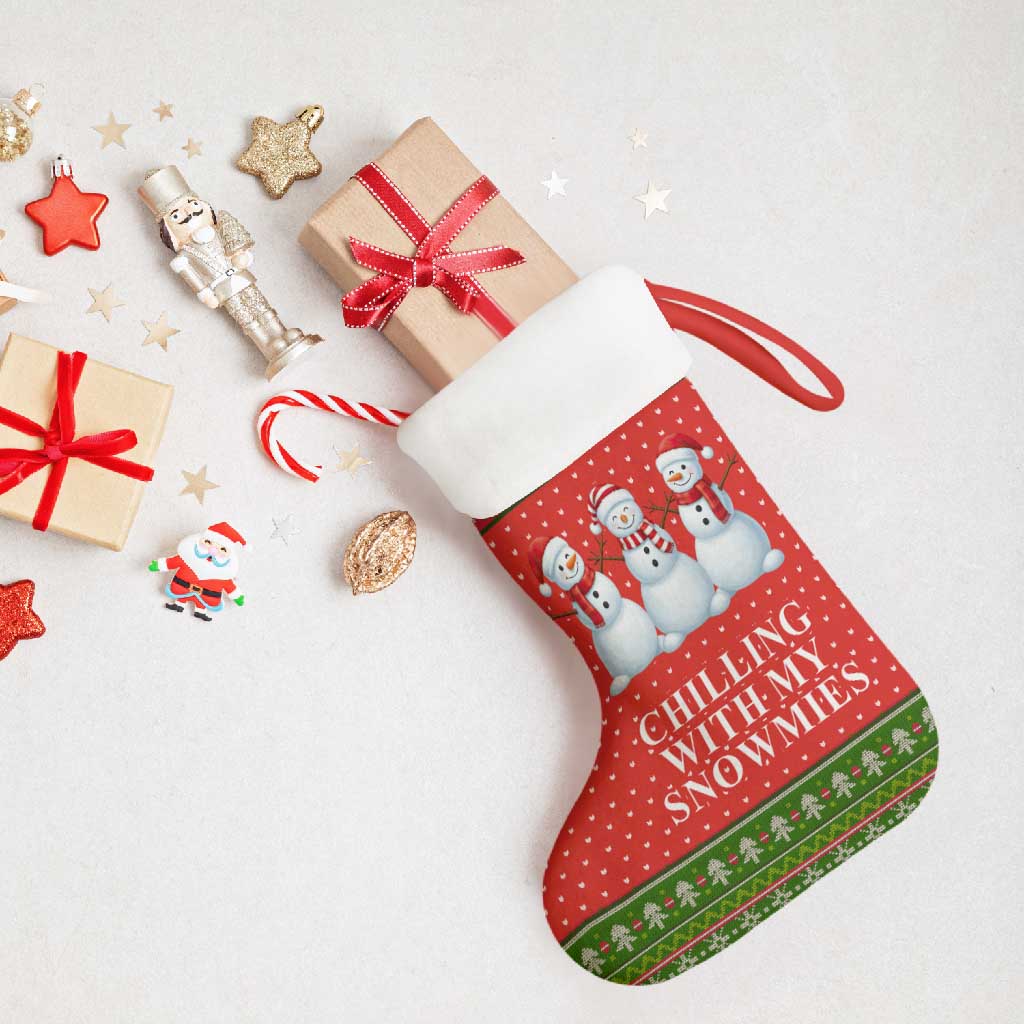 Chilling With My Snowmies Christmas Stocking Xmas Holiday Patterns - Wonder Print Shop
