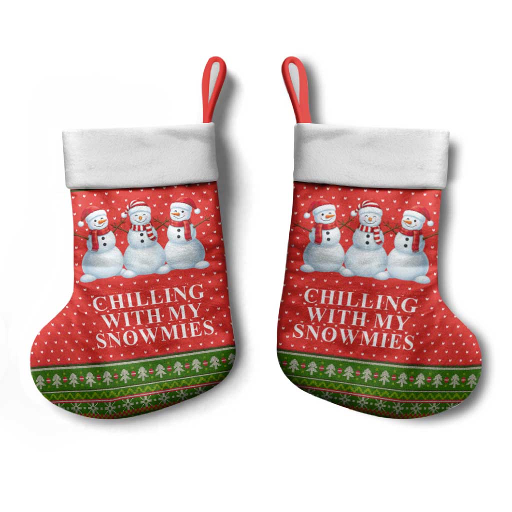 Chilling With My Snowmies Christmas Stocking Xmas Holiday Patterns - Wonder Print Shop