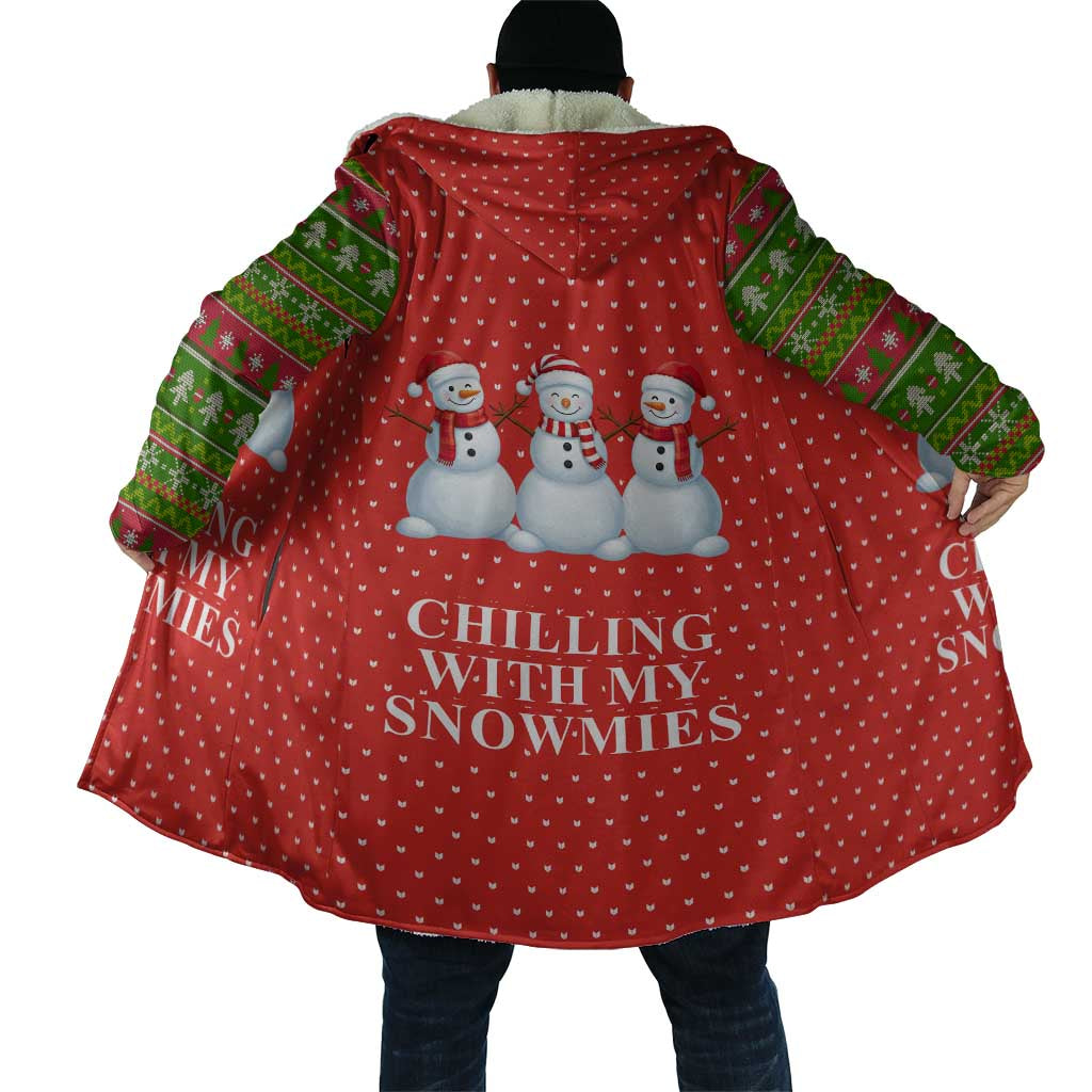 Chilling With My Snowmies Christmas Cloak Xmas Holiday Patterns - Wonder Print Shop