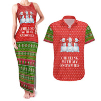 Chilling With My Snowmies Christmas Couples Matching Tank Maxi Dress and Hawaiian Shirt Xmas Holiday Patterns - Wonder Print Shop
