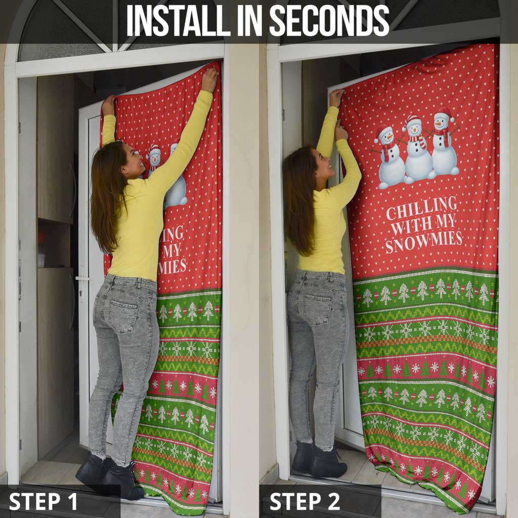 Chilling With My Snowmies Christmas Door Cover Xmas Holiday Patterns - Wonder Print Shop