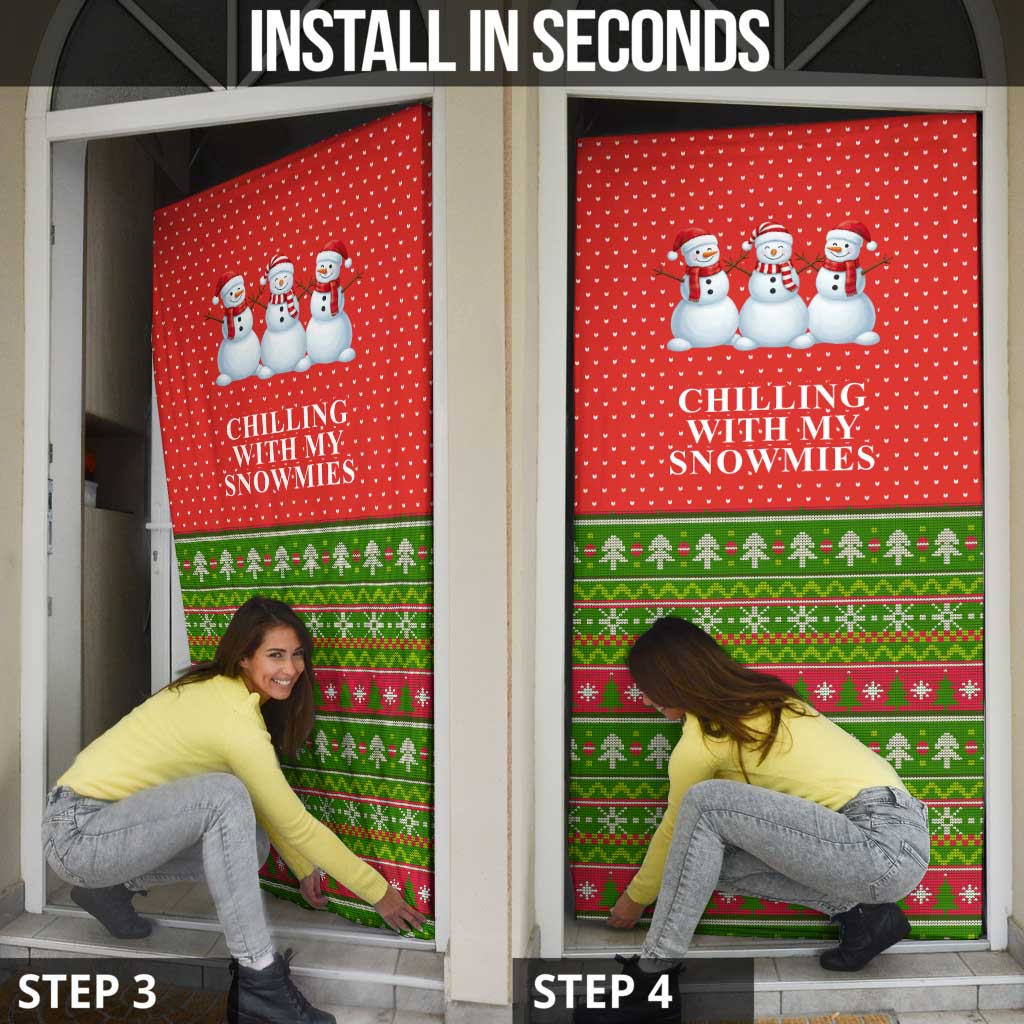 Chilling With My Snowmies Christmas Door Cover Xmas Holiday Patterns - Wonder Print Shop