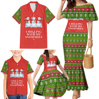 Chilling With My Snowmies Christmas Family Matching Mermaid Dress and Hawaiian Shirt Xmas Holiday Patterns - Wonder Print Shop