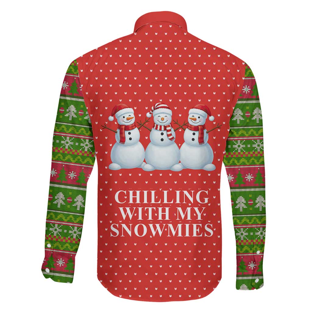 Chilling With My Snowmies Christmas Family Matching Mermaid Dress and Hawaiian Shirt Xmas Holiday Patterns - Wonder Print Shop