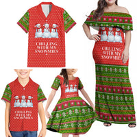 Chilling With My Snowmies Christmas Family Matching Off Shoulder Maxi Dress and Hawaiian Shirt Xmas Holiday Patterns - undefined