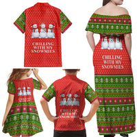 Chilling With My Snowmies Christmas Family Matching Off Shoulder Maxi Dress and Hawaiian Shirt Xmas Holiday Patterns - undefined