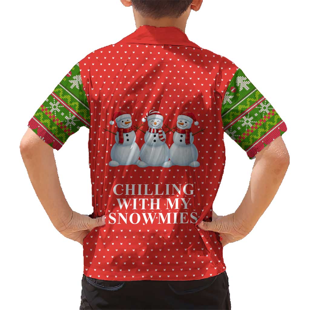 Chilling With My Snowmies Christmas Family Matching Summer Maxi Dress and Hawaiian Shirt Xmas Holiday Patterns - Wonder Print Shop