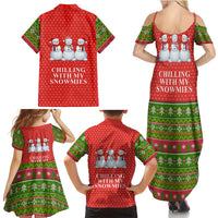 Chilling With My Snowmies Christmas Family Matching Summer Maxi Dress and Hawaiian Shirt Xmas Holiday Patterns - Wonder Print Shop