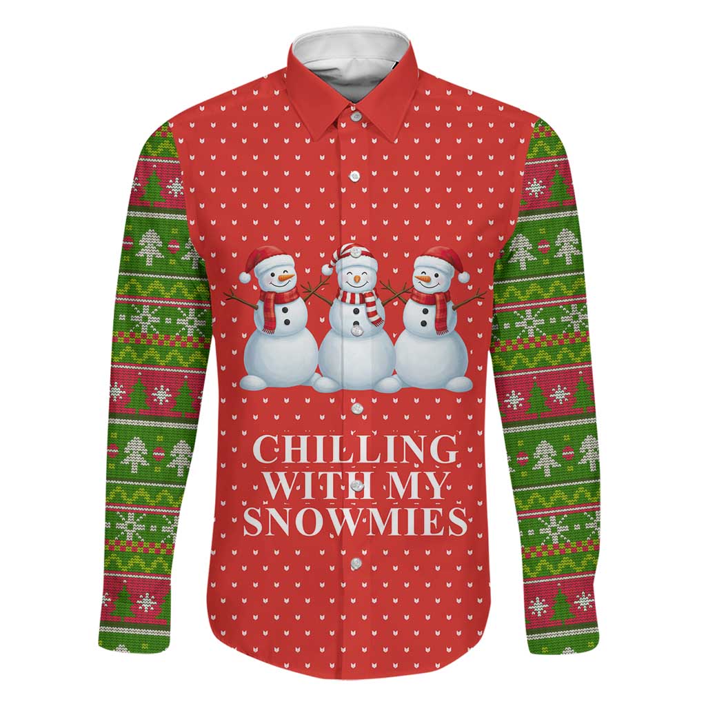 Chilling With My Snowmies Christmas Family Matching Summer Maxi Dress and Hawaiian Shirt Xmas Holiday Patterns - Wonder Print Shop