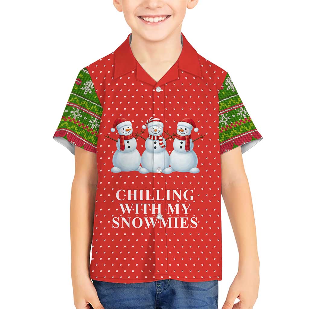 Chilling With My Snowmies Christmas Family Matching Summer Maxi Dress and Hawaiian Shirt Xmas Holiday Patterns - Wonder Print Shop