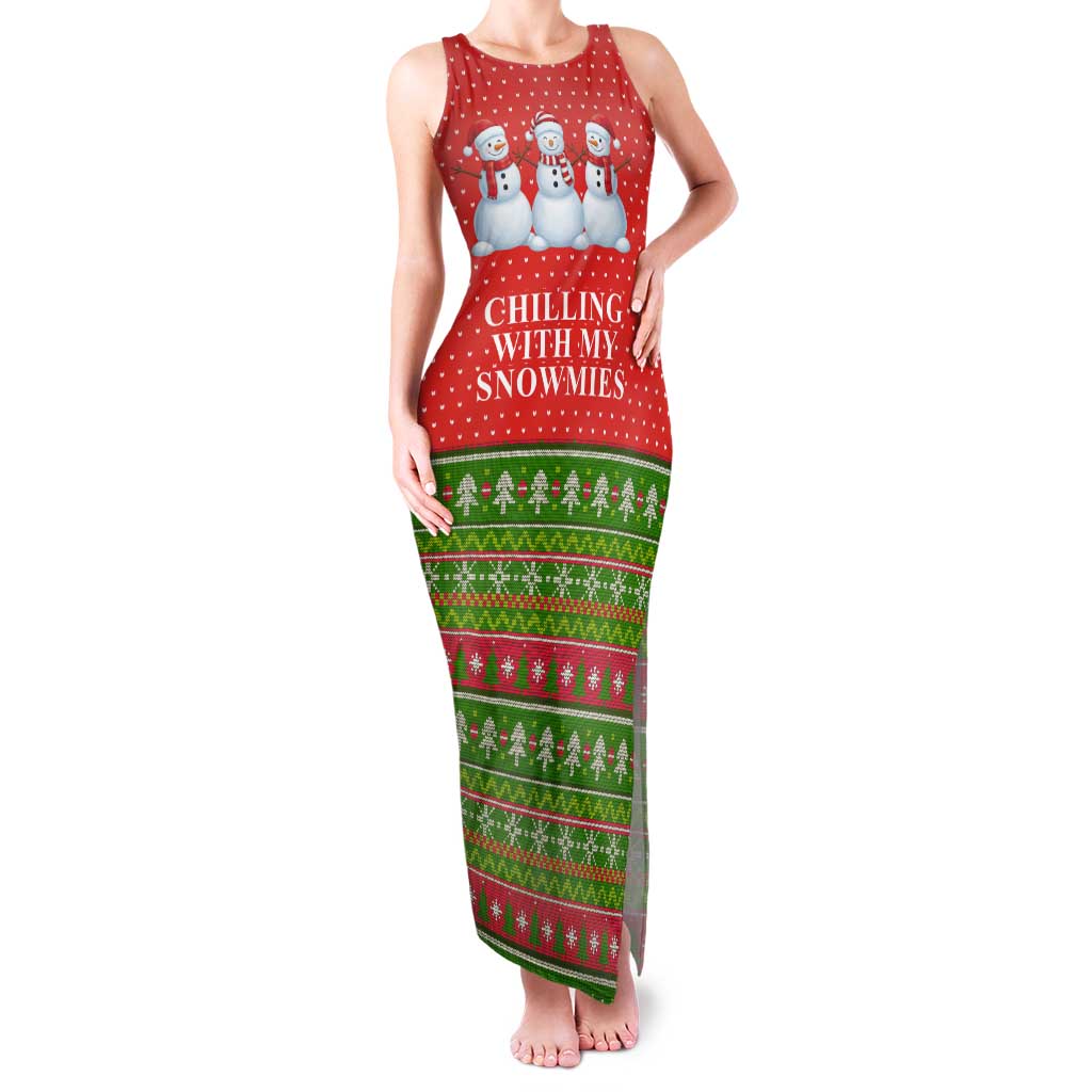Chilling With My Snowmies Christmas Family Matching Tank Maxi Dress and Hawaiian Shirt Xmas Holiday Patterns - Wonder Print Shop