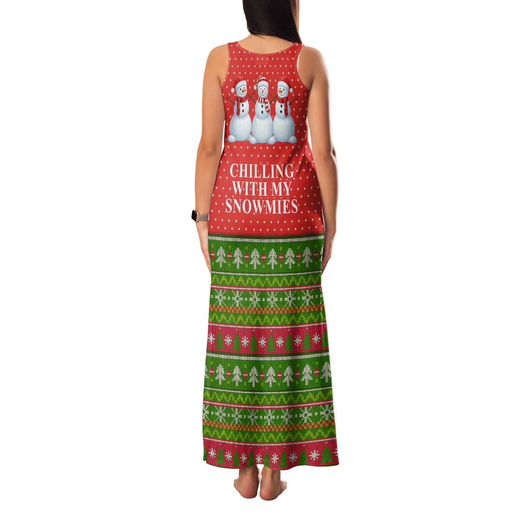 Chilling With My Snowmies Christmas Family Matching Tank Maxi Dress and Hawaiian Shirt Xmas Holiday Patterns - Wonder Print Shop