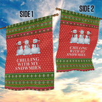 Chilling With My Snowmies Christmas Garden Flag Xmas Holiday Patterns - Wonder Print Shop