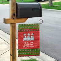 Chilling With My Snowmies Christmas Garden Flag Xmas Holiday Patterns - Wonder Print Shop