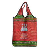 Chilling With My Snowmies Christmas Grocery Bag Xmas Holiday Patterns - Wonder Print Shop