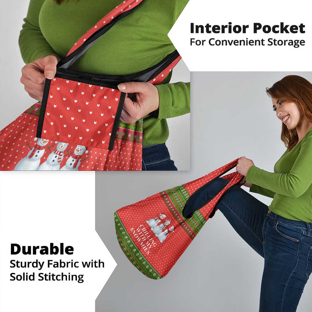 Chilling With My Snowmies Christmas Grocery Bag Xmas Holiday Patterns - Wonder Print Shop