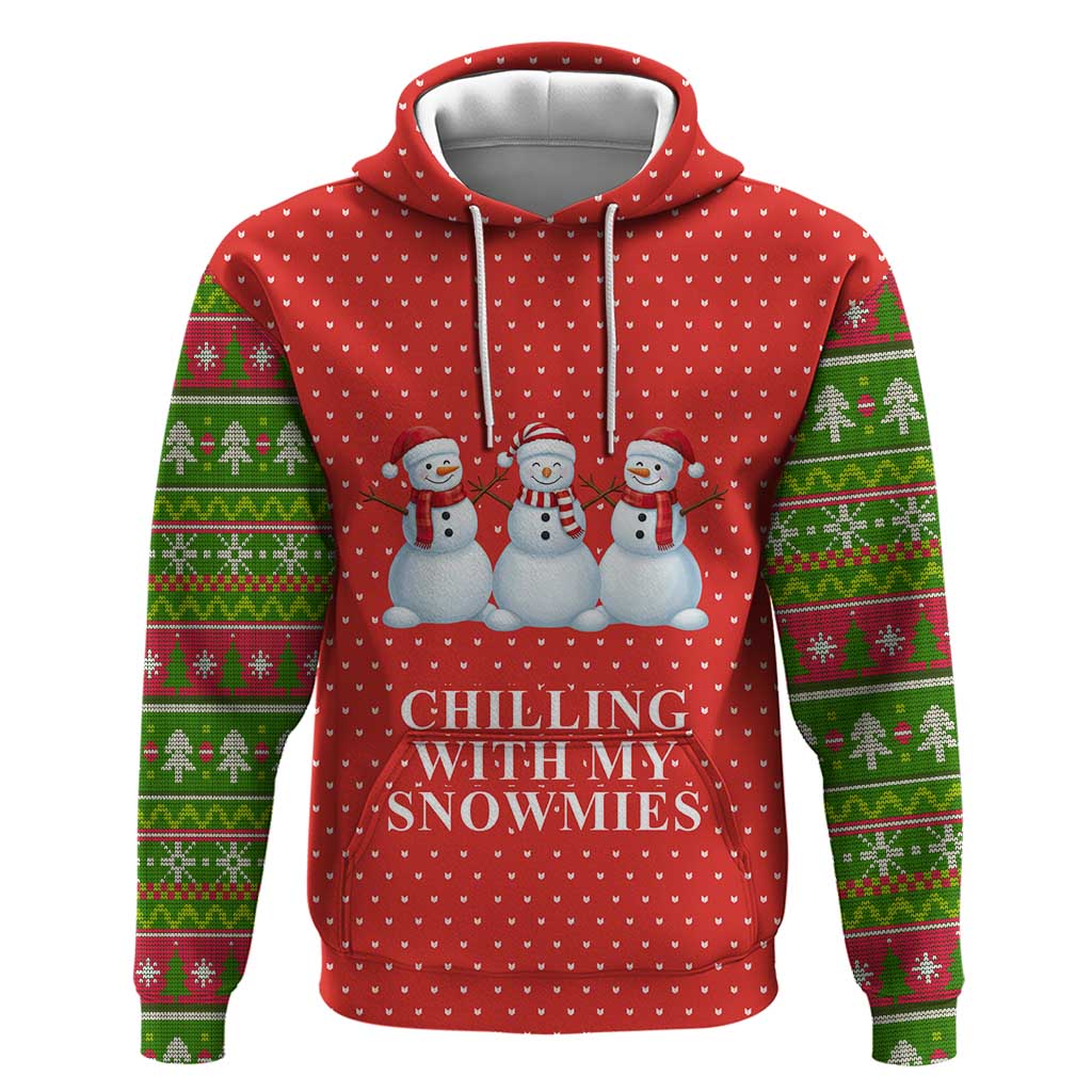 Chilling With My Snowmies Christmas Hoodie Xmas Holiday Patterns - Wonder Print Shop