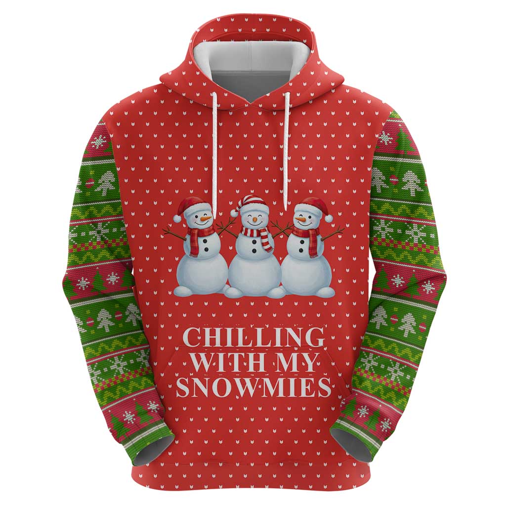 Chilling With My Snowmies Christmas Hoodie Xmas Holiday Patterns - Wonder Print Shop