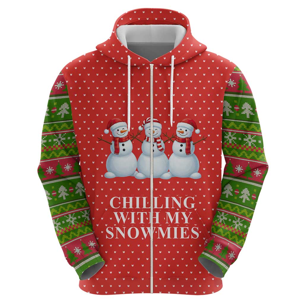 Chilling With My Snowmies Christmas Hoodie Xmas Holiday Patterns - Wonder Print Shop