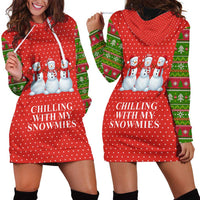 Chilling With My Snowmies Christmas Hoodie Dress Xmas Holiday Patterns - Wonder Print Shop