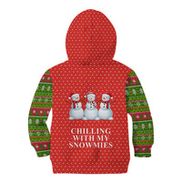 Chilling With My Snowmies Christmas Kid Hoodie Xmas Holiday Patterns - Wonder Print Shop