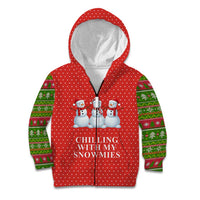 Chilling With My Snowmies Christmas Kid Hoodie Xmas Holiday Patterns - Wonder Print Shop