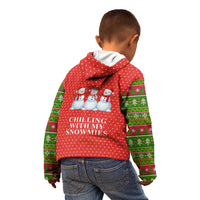 Chilling With My Snowmies Christmas Kid Hoodie Xmas Holiday Patterns - Wonder Print Shop