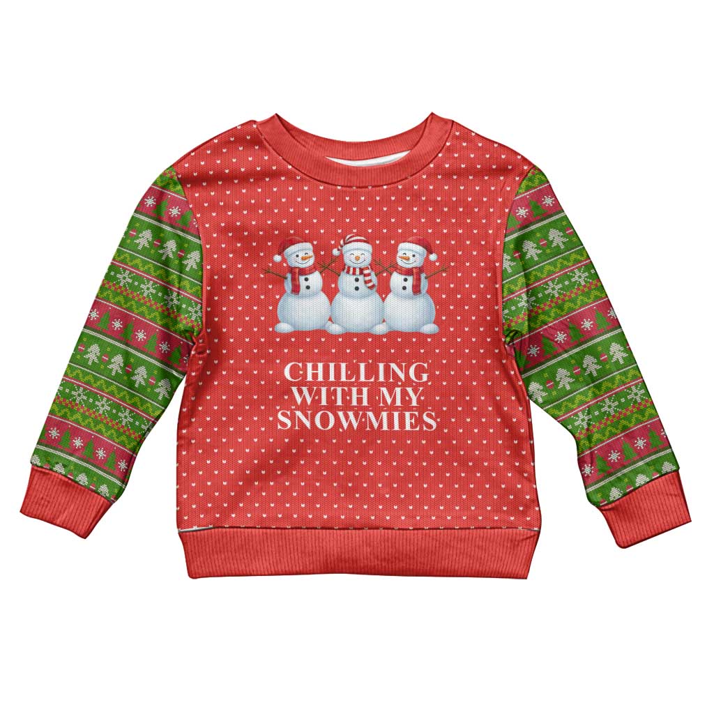 Chilling With My Snowmies Christmas Kid Ugly Christmas Sweater Xmas Holiday Patterns - Wonder Print Shop