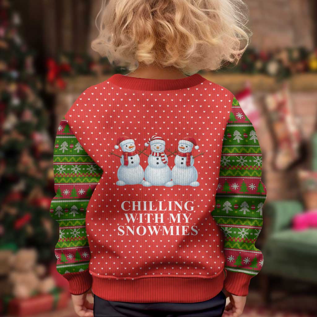 Chilling With My Snowmies Christmas Kid Ugly Christmas Sweater Xmas Holiday Patterns - Wonder Print Shop